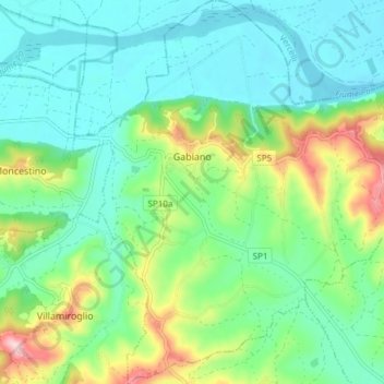 Gabiano topographic map, elevation, terrain