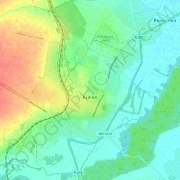 Буинск topographic map, elevation, terrain