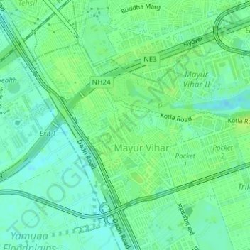 Patparganj topographic map, elevation, terrain