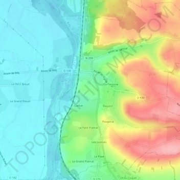 Billy topographic map, elevation, terrain