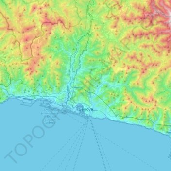 Genova topographic map, elevation, terrain