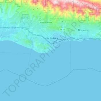 Santa Barbara topographic map, elevation, terrain