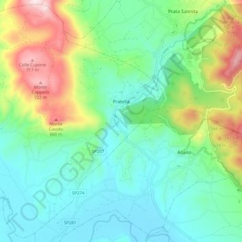 Pratella topographic map, elevation, terrain