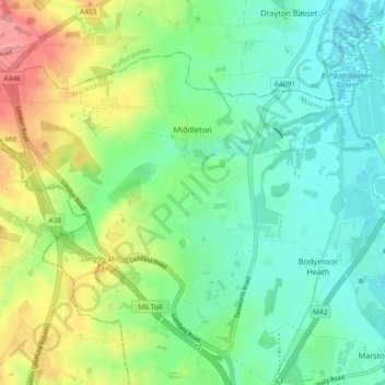 Middleton CP topographic map, elevation, terrain