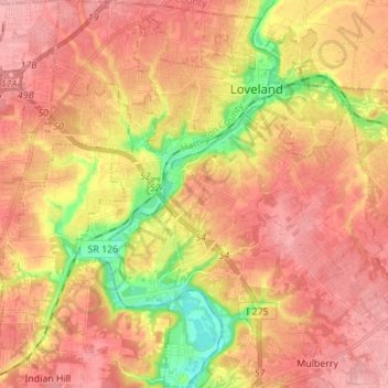 Symmes Township topographic map, elevation, terrain