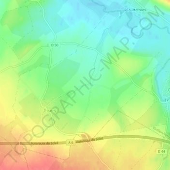 Cisery topographic map, elevation, terrain