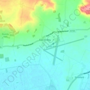 East Kirkby topographic map, elevation, terrain