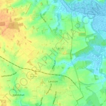 Leiston topographic map, elevation, terrain