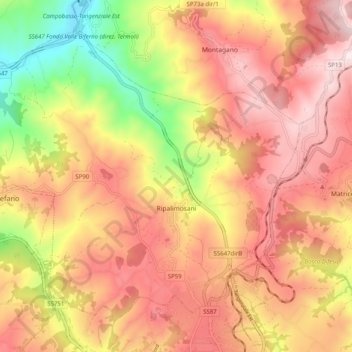 Ripalimosani topographic map, elevation, terrain