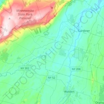 Town of Shawangunk topographic map, elevation, terrain