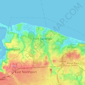 Fort Salonga topographic map, elevation, terrain