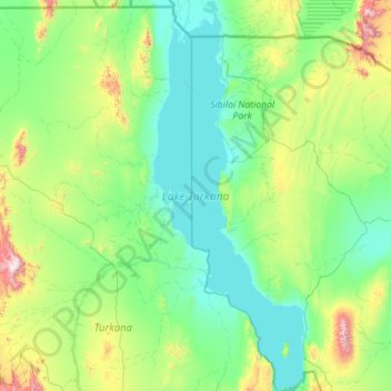 Lake Turkana topographic map, elevation, terrain