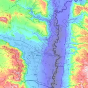 Emek HaMaayanot Regional Council topographic map, elevation, terrain