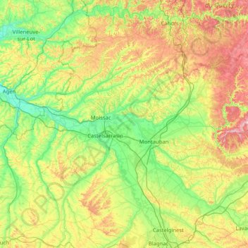 Tarn-et-Garonne topographic map, elevation, terrain