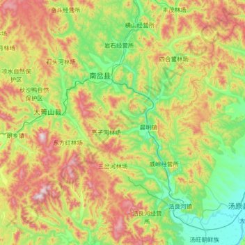 南岔县 topographic map, elevation, terrain