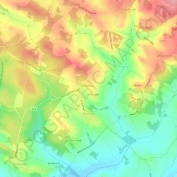 Fayssac topographic map, elevation, terrain