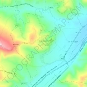 Ortezzano topographic map, elevation, terrain