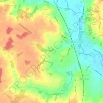 Bures Hamlet topographic map, elevation, terrain