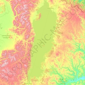 Lake Khuvsgul topographic map, elevation, terrain