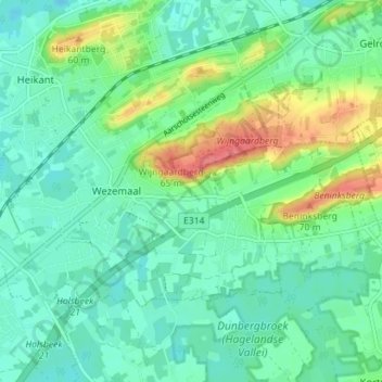 Wezemaal topographic map, elevation, terrain