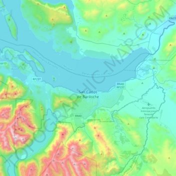 San Carlos de Bariloche topographic map, elevation, terrain