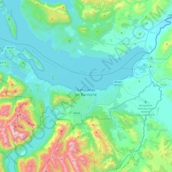 San Carlos de Bariloche topographic map, elevation, terrain