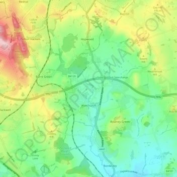 Alvechurch CP topographic map, elevation, terrain