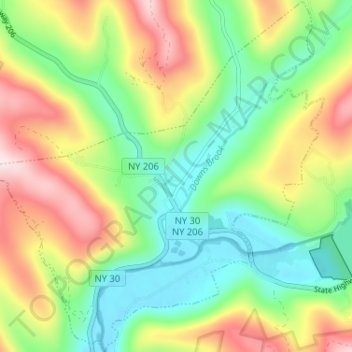 Downsville topographic map, elevation, terrain