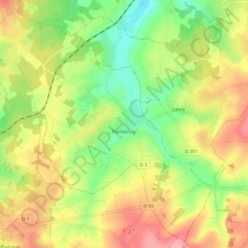 Fontenoy topographic map, elevation, terrain