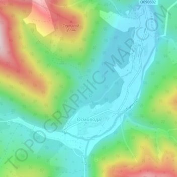 Osmoloda topographic map, elevation, terrain