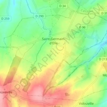 Saint-Germain-d'Elle topographic map, elevation, terrain