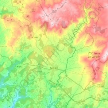 Melide topographic map, elevation, terrain