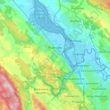 Riverside topographic map, elevation, terrain