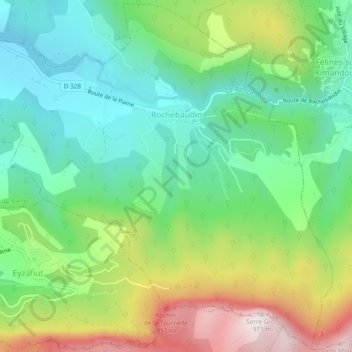 Rochebaudin topographic map, elevation, terrain