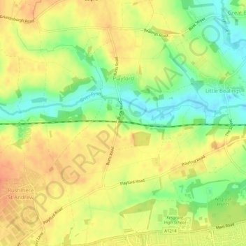 Playford topographic map, elevation, terrain