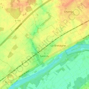 Saint-Ay topographic map, elevation, terrain