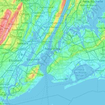 New York topographic map, elevation, terrain