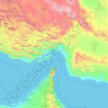 Hormozgan Province topographic map, elevation, terrain