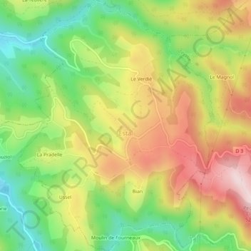 Estal topographic map, elevation, terrain