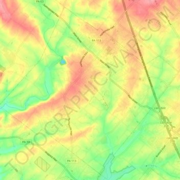 Lower Salford Township topographic map, elevation, terrain