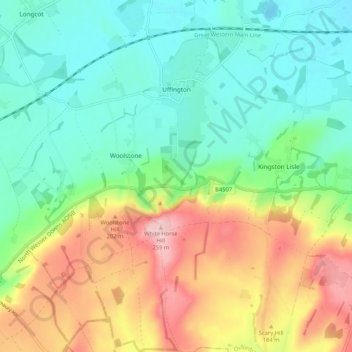 Uffington topographic map, elevation, terrain