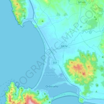 Orbetello topographic map, elevation, terrain