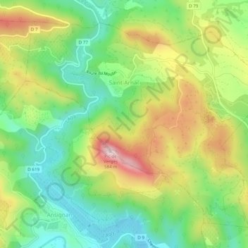 Saint-Arnac topographic map, elevation, terrain