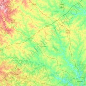 Jackson County topographic map, elevation, terrain