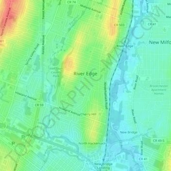 River Edge topographic map, elevation, terrain