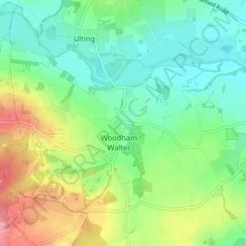 Woodham Walter topographic map, elevation, terrain