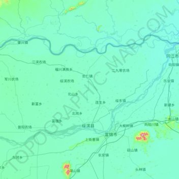 绥滨县 topographic map, elevation, terrain