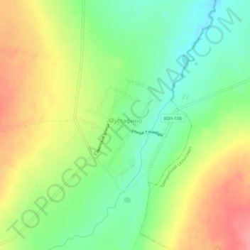 Мустафино topographic map, elevation, terrain