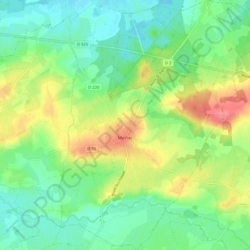 Morlac topographic map, elevation, terrain