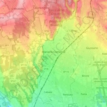 Mariano Comense topographic map, elevation, terrain